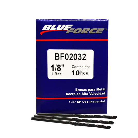 Blue-force-Brocas-Para-Metal-135°-SP 1/8-10- Piezas