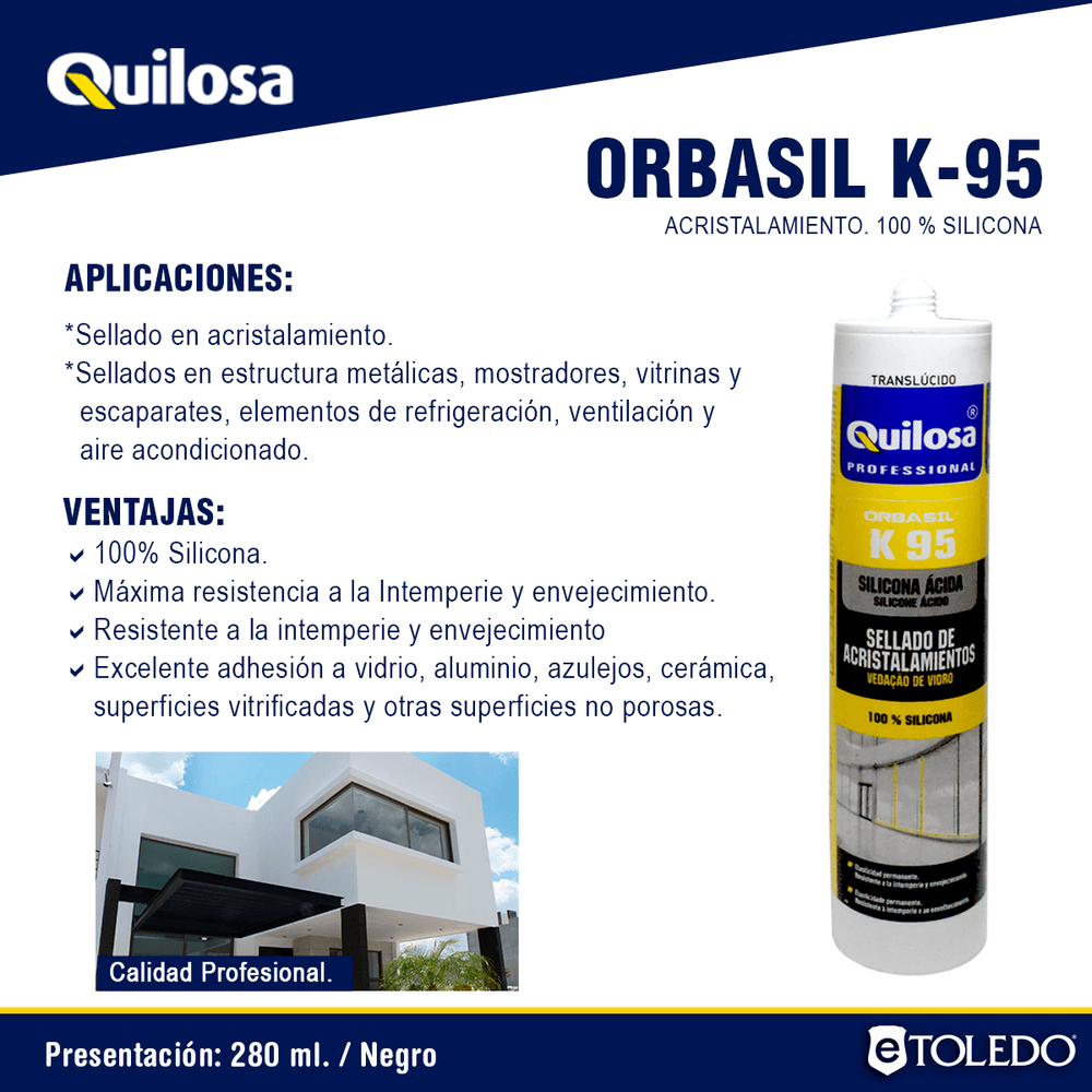 Quilosa Silicón Negro Orbasil K 86 E 280ml Qls43530 Etoledo